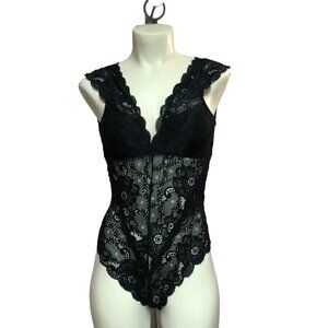 Sophie b. Black Lace Bodysuit Size Medium